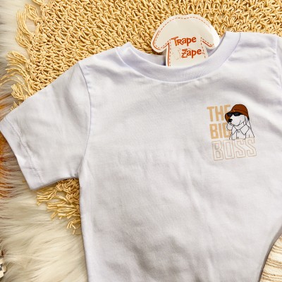  Conj. Camiseta The Big Boss e Bermuda em Linho - Branco e Areia